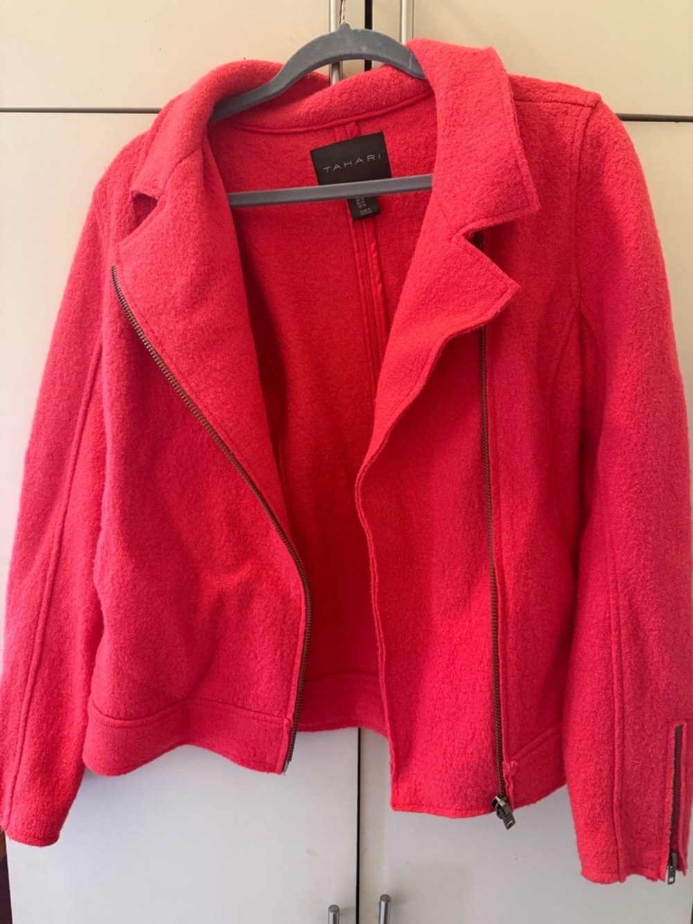 Tahari Bright pink Zip-Front Wool blend  Jacket